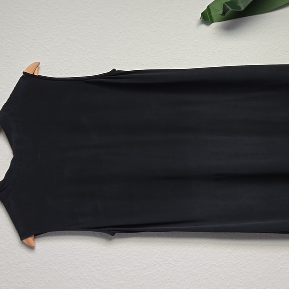 Eileen Fisher black button down sleeveless Dress With Side Slits 100% silk - Picture 7 of 9